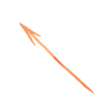 Long thin arrow. Watercolor hand drawn illustration. Design for stickers, scrapbooking, journaling....