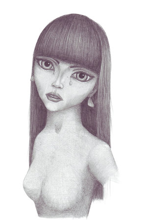 Images crying beautiful girlの写真素材