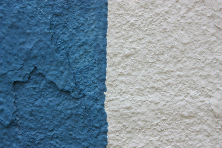 Blue and white wall texture background. Close up of blue and white wall.の写真素材