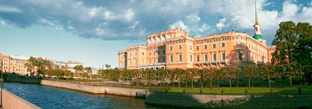 Mikhailovsky Castle in St. Petersburg summer landscapeのeditorial素材