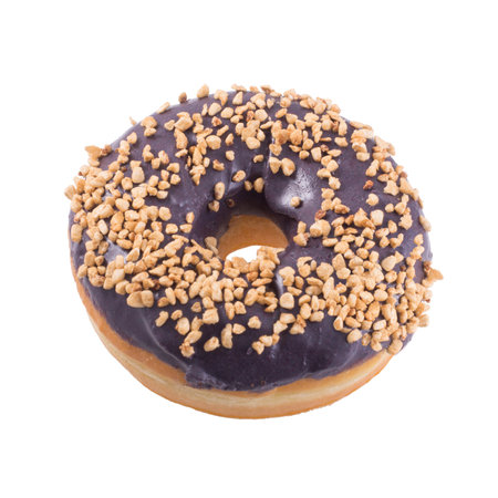 Blueberry donut with sprinkles isolated on white background top viewの写真素材