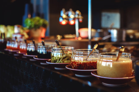 Sauces and condiments in jars