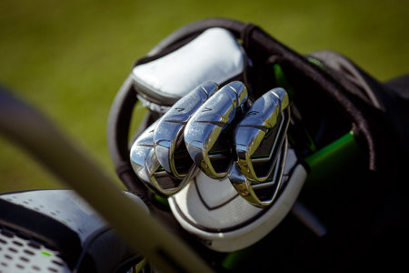Golf clubs in bagの写真素材