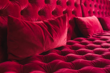 Velour surface of sofa close-upの写真素材