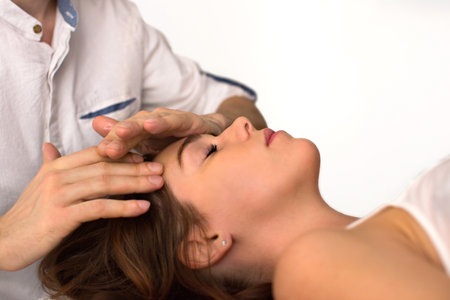Face Massage Close-up of a Woman in Spaの写真素材