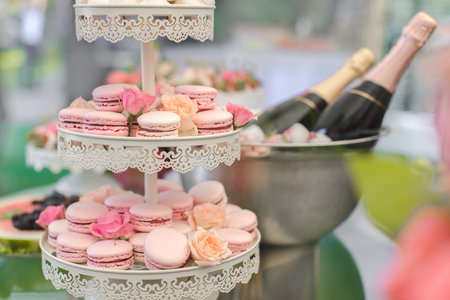 Sweet snacks and champagneの写真素材
