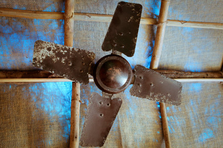 Rusty air cooler from belowの写真素材