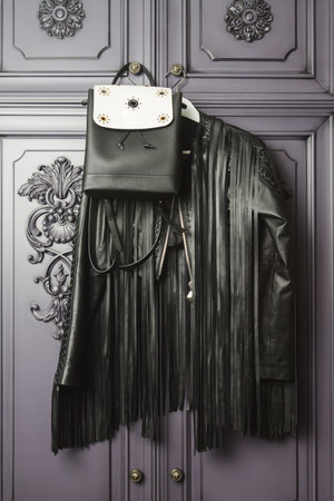 Stylish jacket and handbagの写真素材