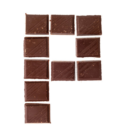 P - Isolate chocolate letter, alphabet on white backgroundの写真素材