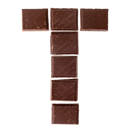 T - Isolate chocolate letter, alphabet on white backgroundの写真素材