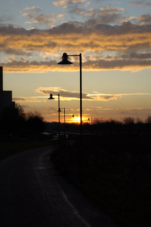 Morning Streetlightsの写真素材