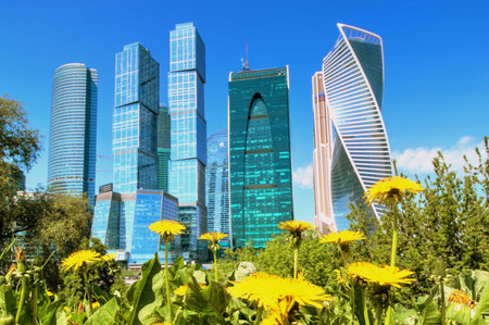 The modern city surrounded by summer colorsの写真素材