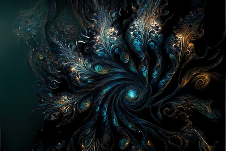 Abstract fractal. Fractal art background for creative design. Decoration for wallpaper, desktop, poster, cover booklet. Print for clothes, t-shirt. Creative illustration for designの素材
