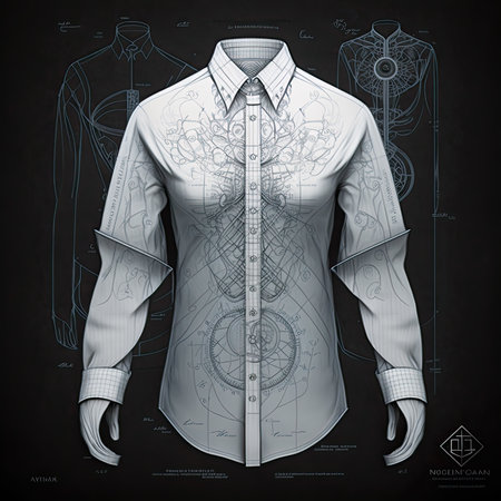 Highly rendering of a shirt on a black background with a drawingの素材