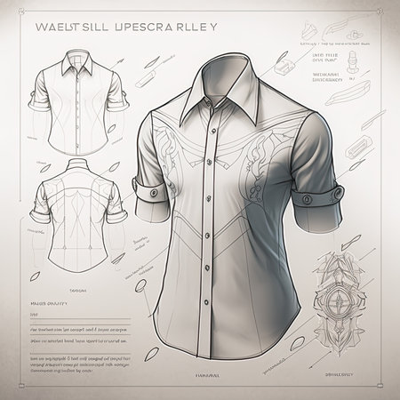 Fashionable men's shirt template in vintage style. Vector illustration.の素材