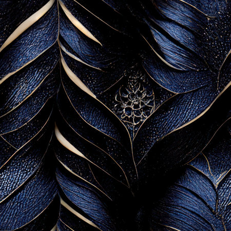 Luxury seamless pattern with embossed fractal on leather. Computer generated graphics.の素材