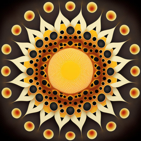 Abstract fractal illustration for creative design looks like a sunflower.の素材