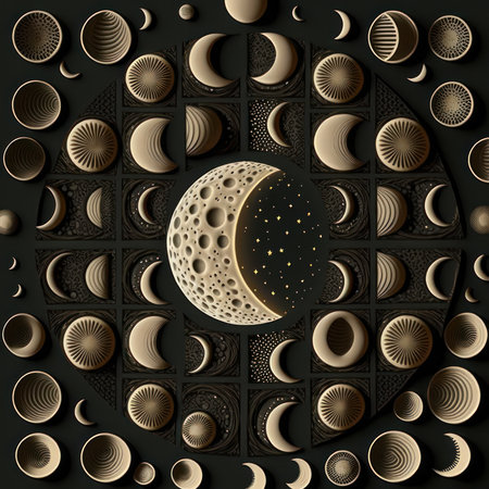 3D illustration of a background with a crescent moon and starsの素材