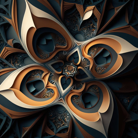 Abstract fractal computer generated composition with various geometrical shapes.の素材