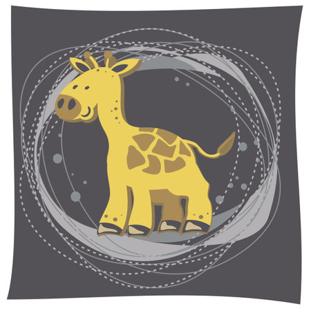 little giraffe on navyのイラスト素材