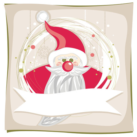 red green santa claus on snowflakes のイラスト素材