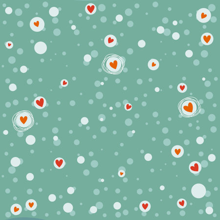 orange hearts on dots messy turquoise seamless pattern のイラスト素材