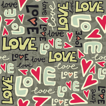 love retro colors graffiti seamless pattern on dark のイラスト素材
