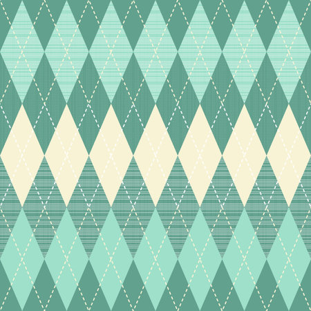 traditional argyle diamond pattern in turquoise and beige のイラスト素材