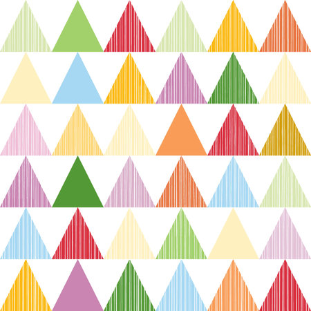 Colorful triangles in horizontal rows geometric seamless pattern のイラスト素材