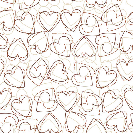 colorful heart shaped messy elements romantic holiday seamless pattern on white background のイラスト素材