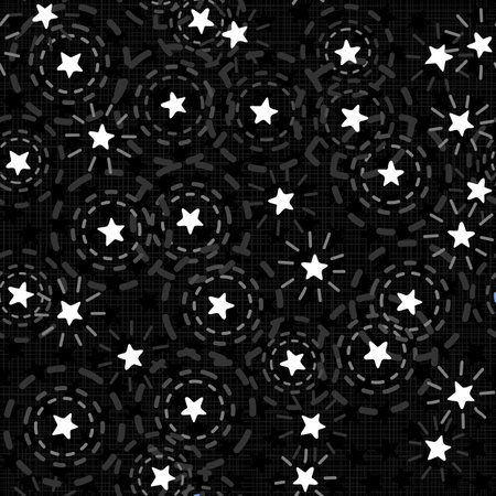 Dark night with messy little white sparkling stars on dark blue background seasonal seamless patternのイラスト素材