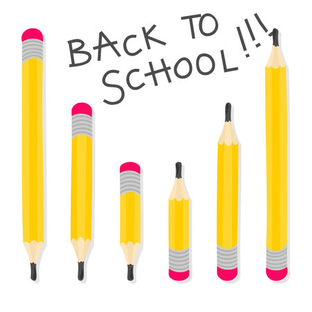 Back to school yellow pencils illustration with isolated elements on white backgroundのイラスト素材