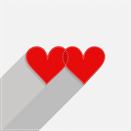 red hearts lovely Valentines day card illustration on light gray backgroundのイラスト素材