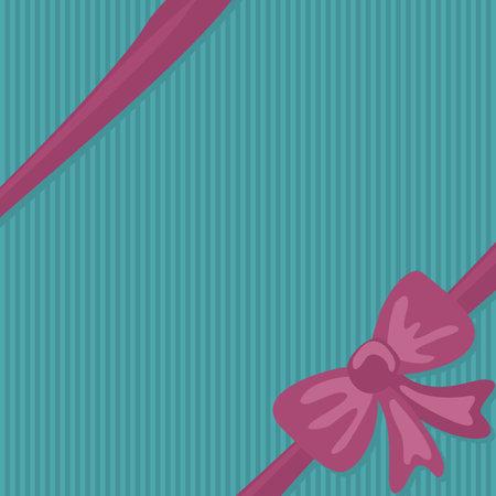 pink bow on turquoise background gift wrap paperのイラスト素材