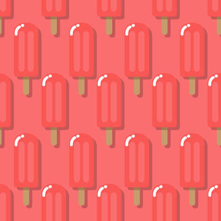 red pink watermelon strawberry raspberry in horizontal rows summertime cool dessert vector seamless...