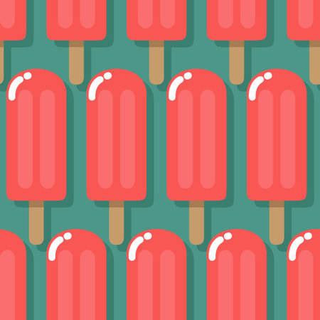 red pink watermelon strawberry raspberry in horizontal rows summertime cool dessert vector seamless...