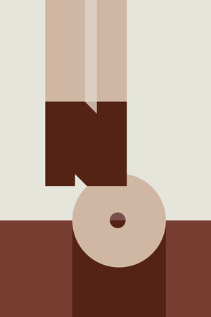 abstract art NO card poster  geometric letters in earth tones big modern rectangular vector centerpieceのイラスト素材