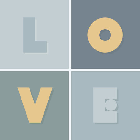 love word delicate modern minimal elegant vector typographic centerpiece illustration for cards posters stationery isolated on multicolor tiled backgroundのイラスト素材