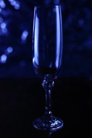 Glass photo on a dark blue backgroundの写真素材