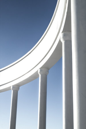 Photo of columns against the blue skyの写真素材