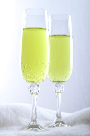 Photo of two glasses with champagneの写真素材