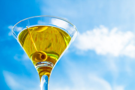 Martini glass photo against the skyの写真素材