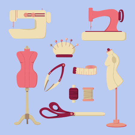 Sewing Tool and Needlework Icons Setのイラスト素材