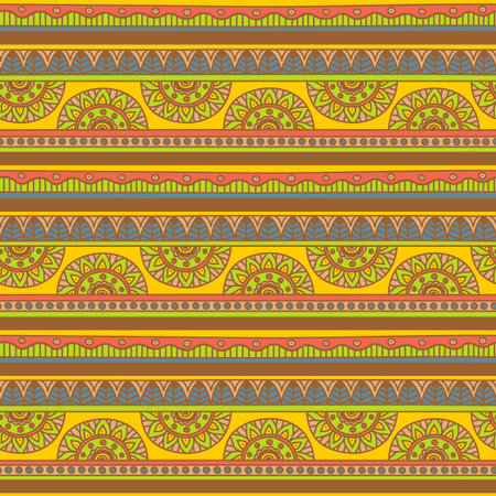 Seamless Pattern with Tribal Motifs / Geometric Ethnic Backgroundのイラスト素材