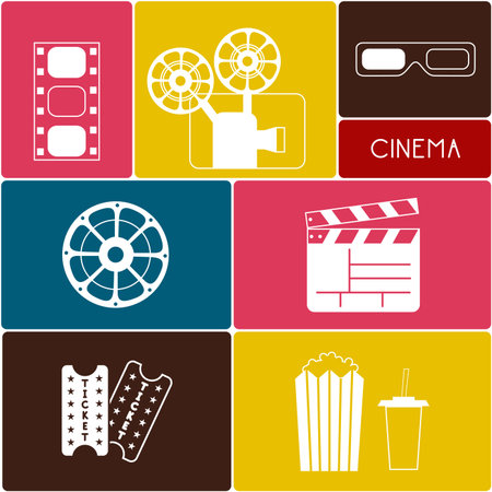 Set of Movie Elements/ Cinema Iconsのイラスト素材