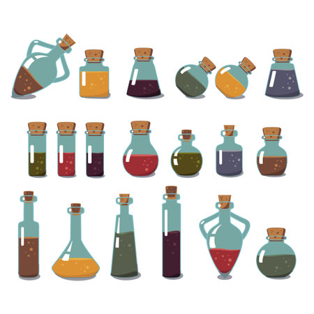 Set of Magic Potions. Isolated Vector Illustration.のイラスト素材