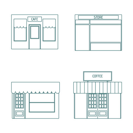 Set of Vector Thin Line Icon Public Building.のイラスト素材