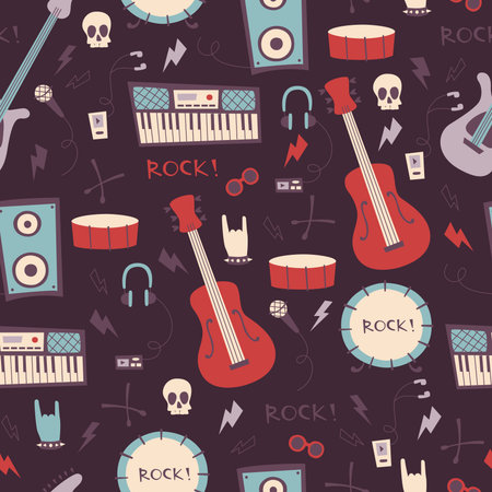 Rock Music Seamless Background.のイラスト素材
