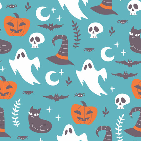 Hand Drawn Halloween Patternのイラスト素材