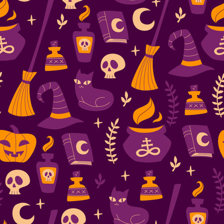 Halloween Pattern with Pumpkinのイラスト素材